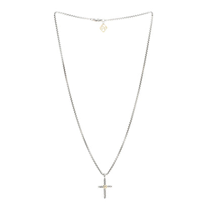 David Yurman Sterling Silver 14K Yellow Gold Petite X Cross Pendant Necklace 3 of 4