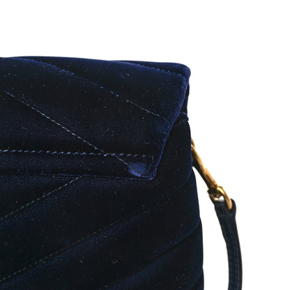 Saint Laurent Velvet Y Quilted Monogram Toy Loulou Crossbody Bag Deep Marine 10 of 10
