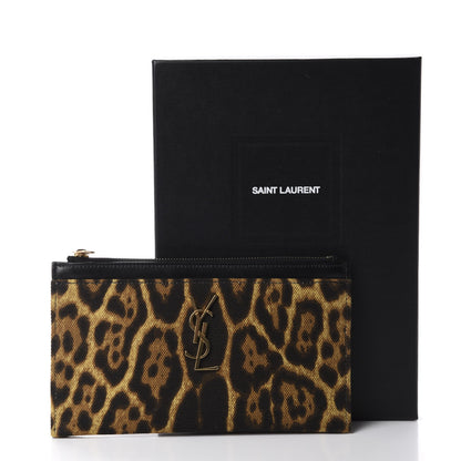 Saint Laurent Canvas Calfskin Leopard Monogram Bill Pouch Natural 8 of 8