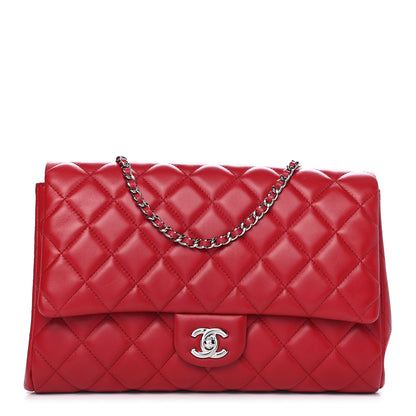 Chanel Lambskin Quilted Clutch With Chain Flap Red 1 of 8
