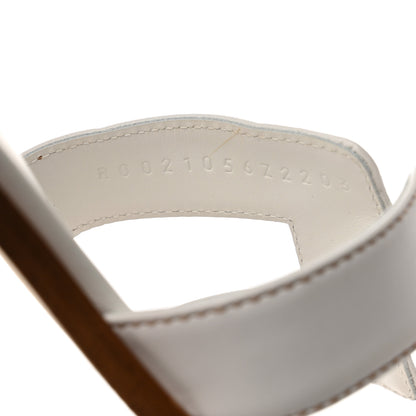 Hermes Box Calfskin Oran Sandals 36.5 White 7 of 8