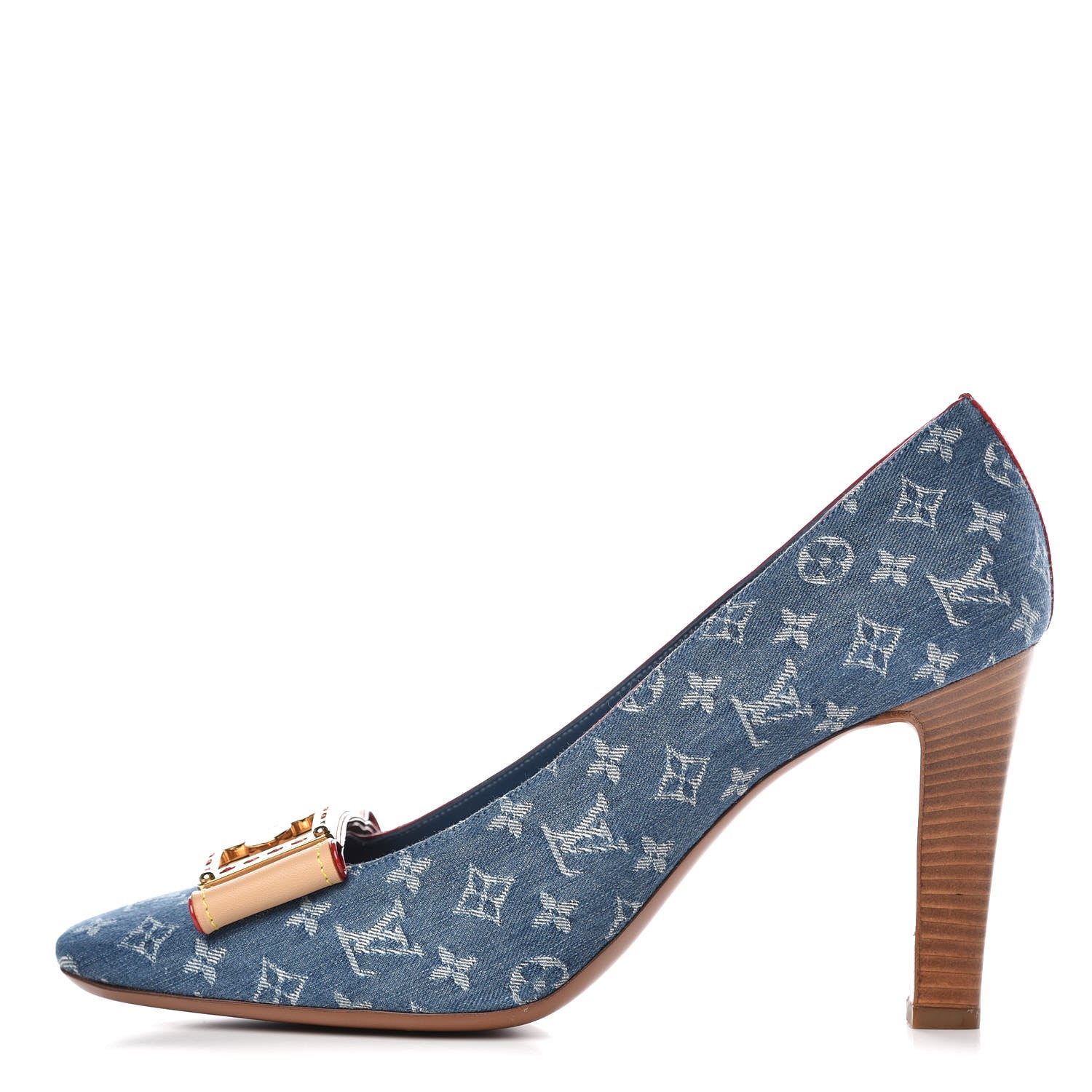 Louis Vuitton Denim Monogram Ginger Closed Pumps 40 Natural 1 of 9