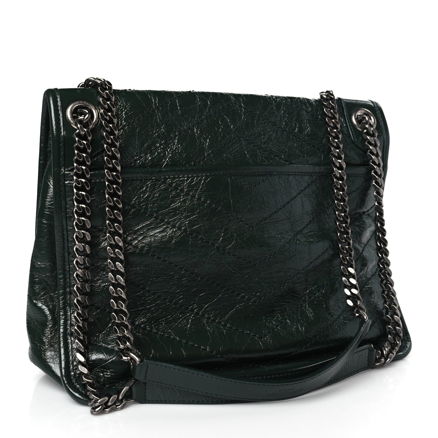 Saint Laurent Crinkled Calfskin Matelasse Monogram Medium Niki Chain Satchel Military Olive 3 of 9