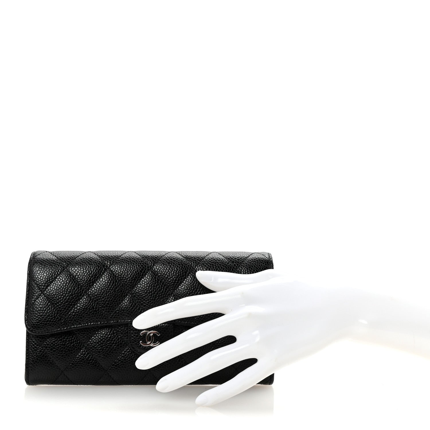 Chanel Caviar Quilted Large Gusset Flap Wallet Black 2 of 9