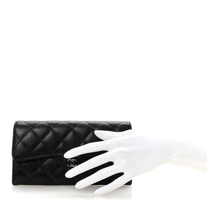 Chanel Caviar Quilted Large Gusset Flap Wallet Black 2 of 9