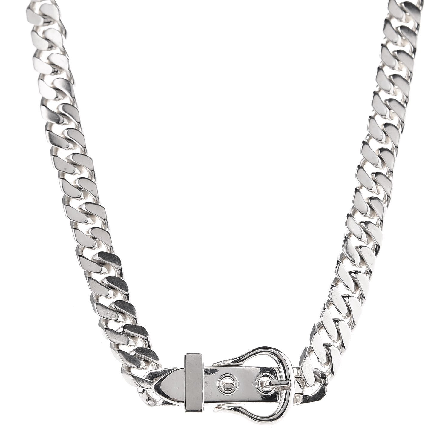 Hermes Sterling Silver Boucle Sellier Link Necklace 1 of 5