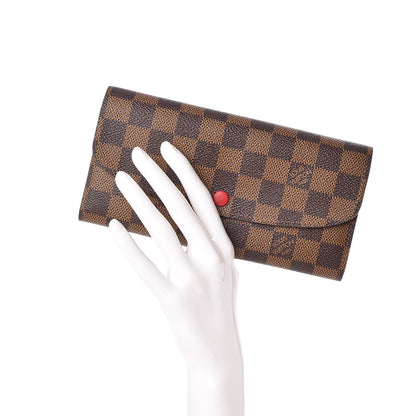 Louis Vuitton Damier Ebene Emilie Wallet Red 2 of 7