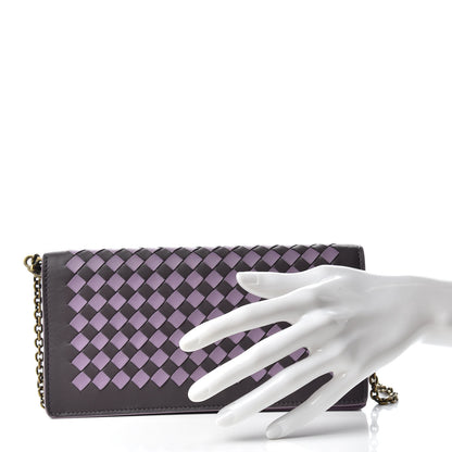 Bottega Veneta Nappa Intrecciato Checker Continental Wallet on Chain Quetsche Wisteria 2 of 7