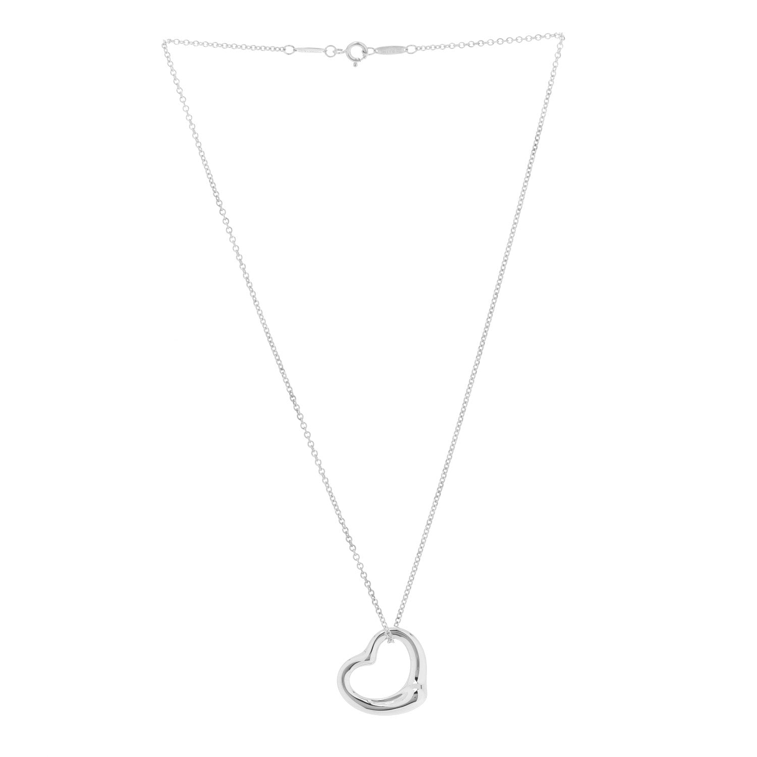 Tiffany Sterling Silver 22mm Elsa Peretti Open Heart Pendant Necklace 3 of 8