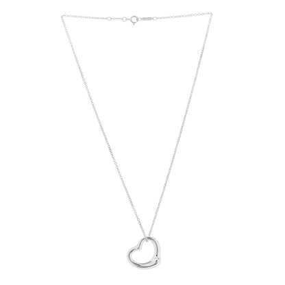Tiffany Sterling Silver 22mm Elsa Peretti Open Heart Pendant Necklace 3 of 8