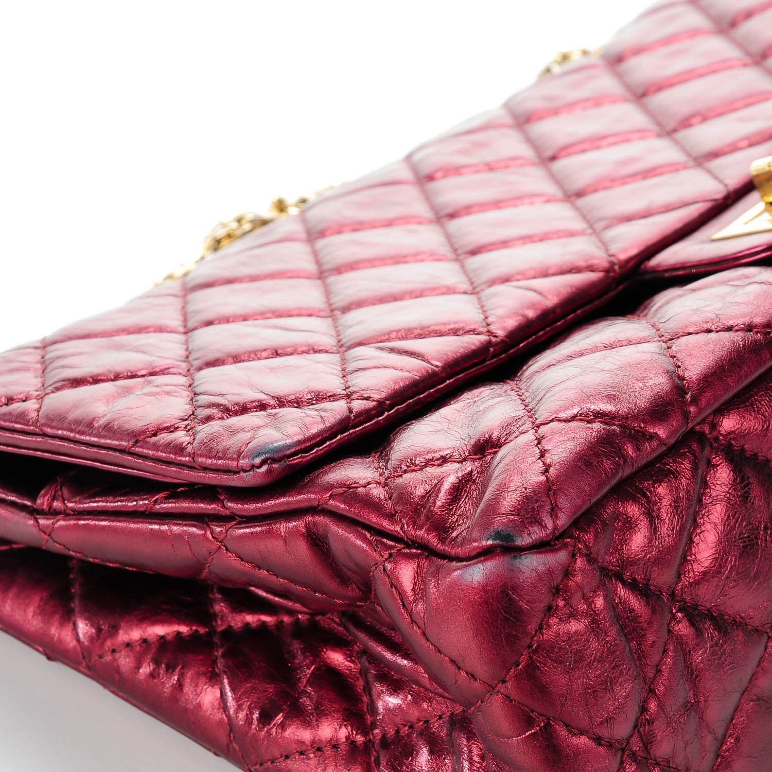 Chanel Metallic Calfskin Quilted 2.55 Reissue Flap 227 Red 9 of 12