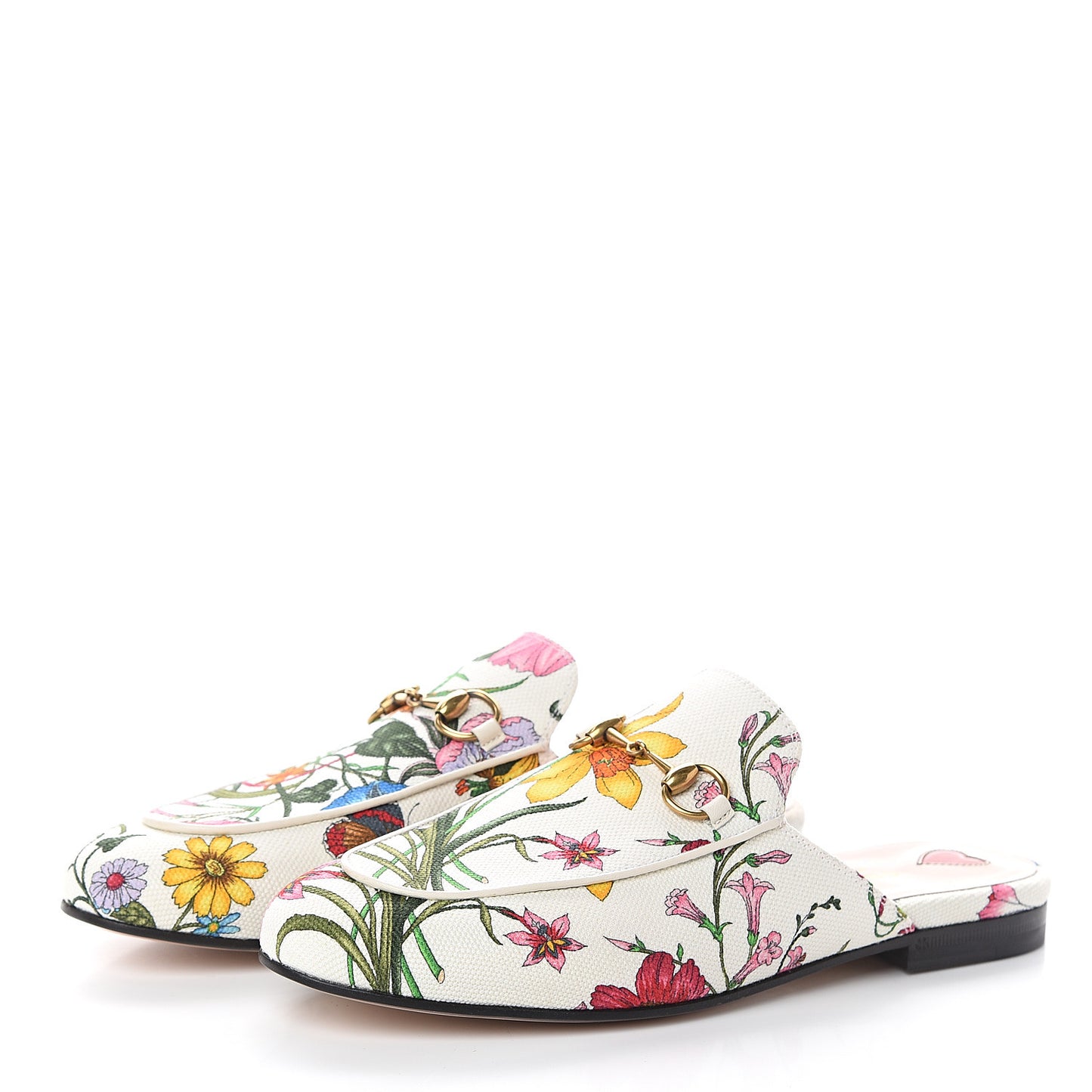 Canvas Flora Womens Princetown Slippers 37.5 White Multicolor
