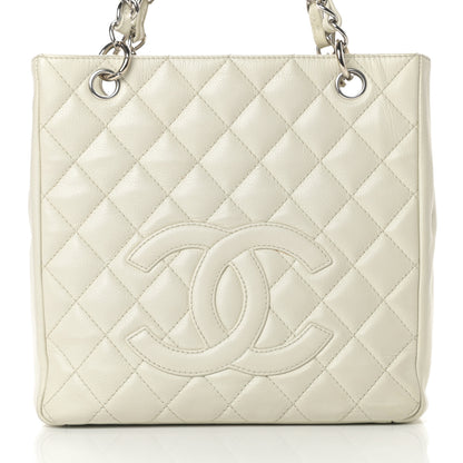 Chanel Caviar Quilted Petit Shopping Tote PST White 8 of 16