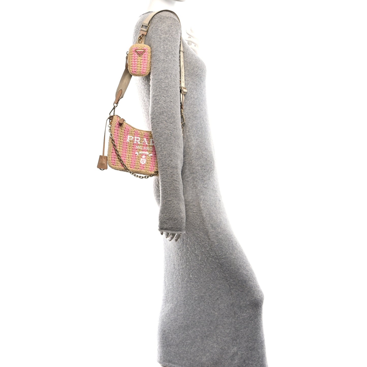 Yarn Raffia Effect Crochet Striped Re-Edition 2005 Shoulder Bag Naturale Petalo