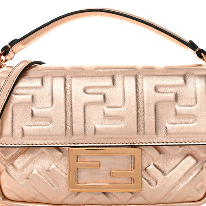 Fendi Vitello Laminato FF 1974 Embossed Mini Baguette Rame 9 of 14