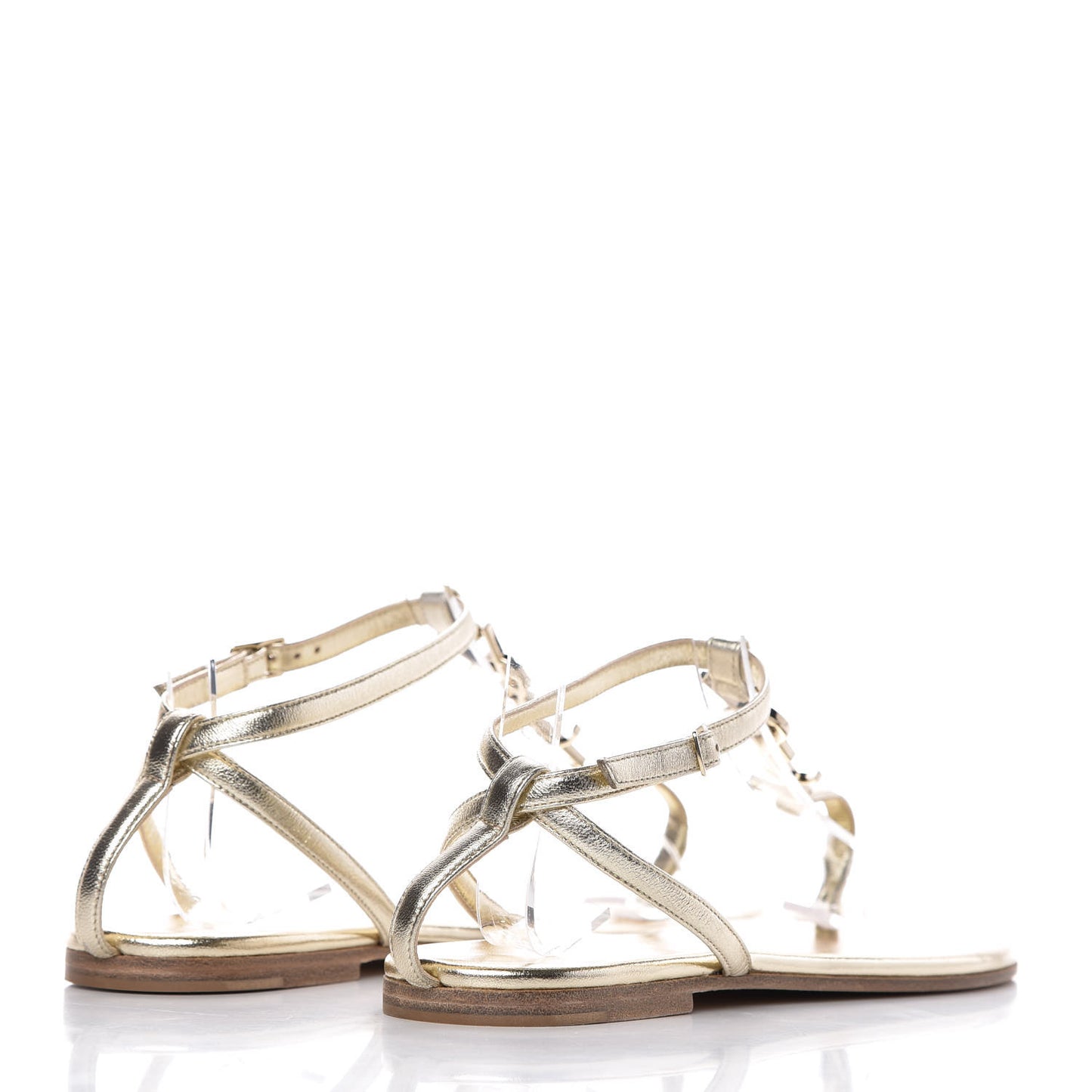 Metallic Lambskin Nu Pieds 05 Thong Sandals 35.5 Platino