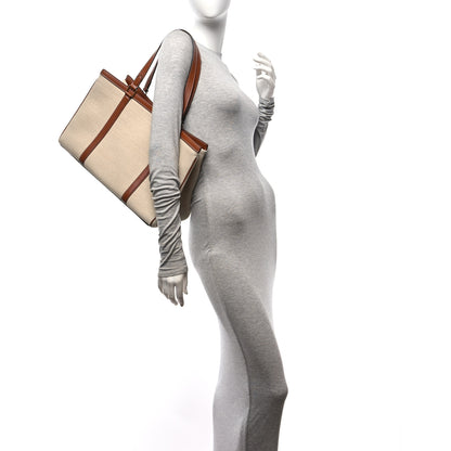 Celine Canvas Calfskin Medium Cabas 16 Tote Natural Tan 2 of 11