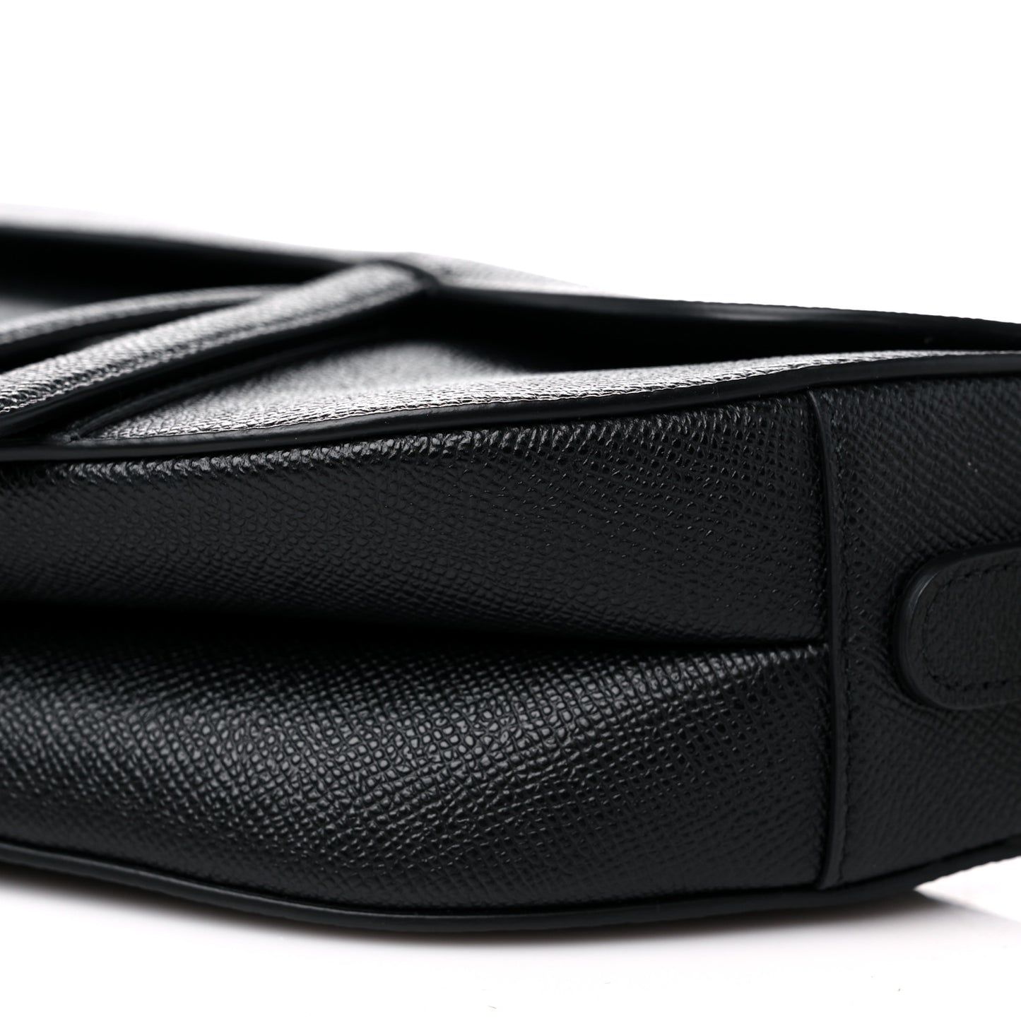 Grained Calfskin Mini Saddle Bag With Strap Black