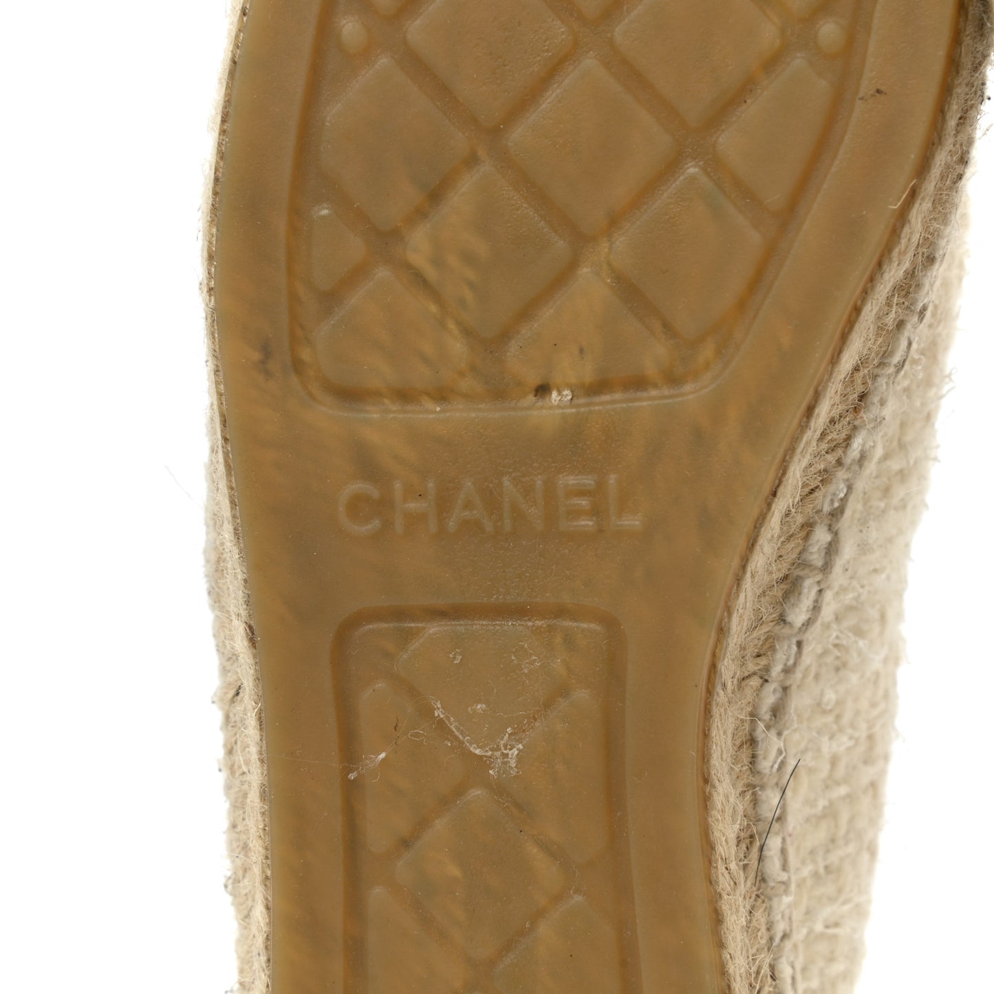 Tweed Grosgrain CC Espadrilles 38 White Black