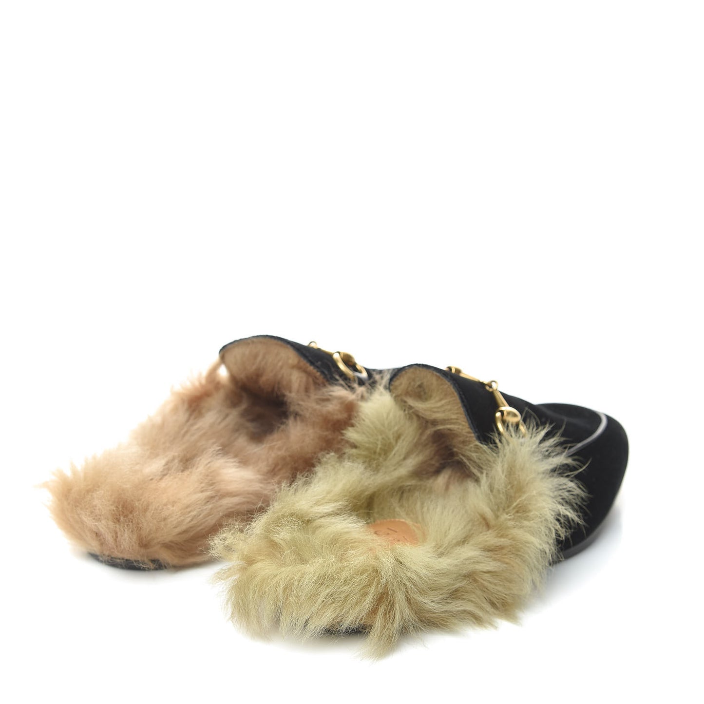 Velvet Fur Mens Princetown Slippers 5 Black