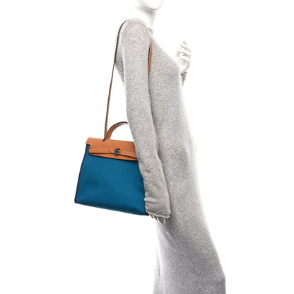 Hermes Toile Officier Vache Hunter Herbag Zip PM 31 Bleu Izmir Fauve 2 of 12