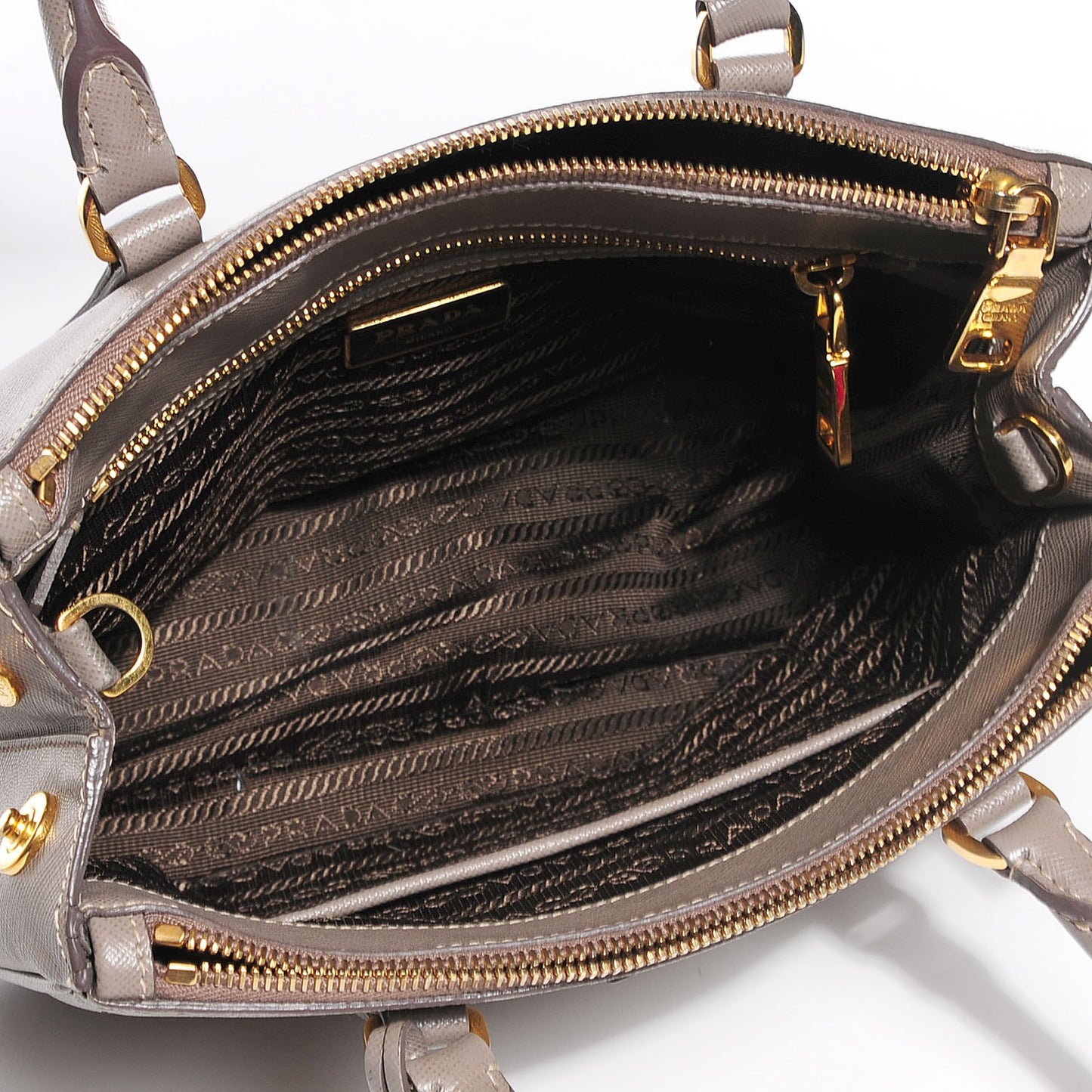 Saffiano Lux Mini Double Zip Tote Argilla