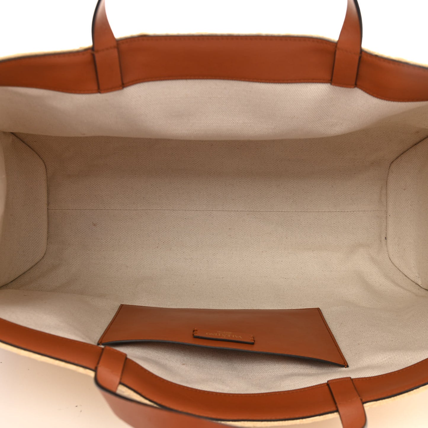 Raffia Calfskin Vlogo Shoulder Tote Naturale Saddle Brown