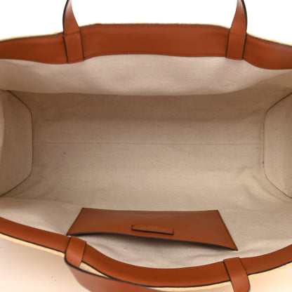 Valentino Garavani Raffia Calfskin Vlogo Shoulder Tote Naturale Saddle Brown 4 of 10