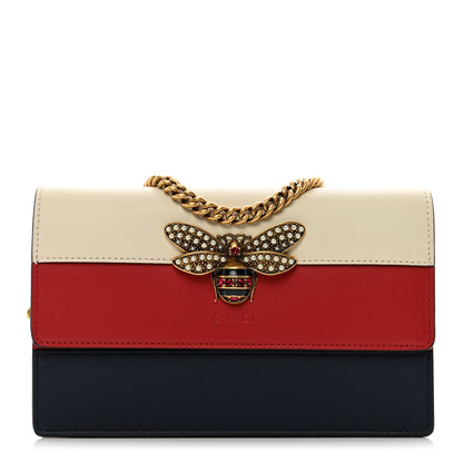Gucci Calfskin Queen Margaret Chain Wallet Blue Agata Hibiscus Red Mystic White 1 of 9