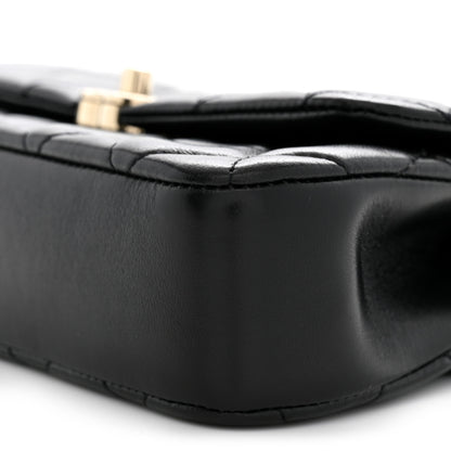 Chanel Lambskin Quilted Rectangular Phone Holder Clutch With Chain Black 10 of 11