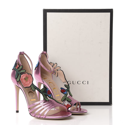 Gucci Metallic Nappa Ophelia High Heel Sandals 36.5 Rosa 9 of 9