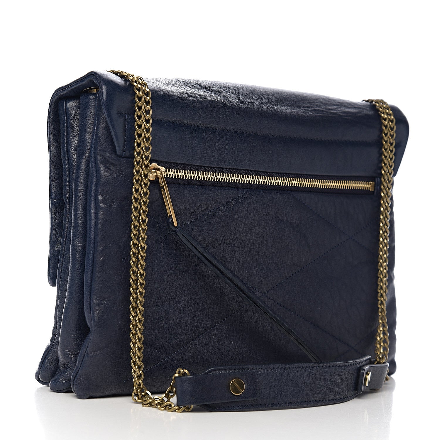 Lanvin Lambskin Quilted Medium Sugar Flap Shoulder Bag Navy 2 of 10