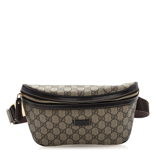 GG Supreme Monogram Belt Bag Dark Brown