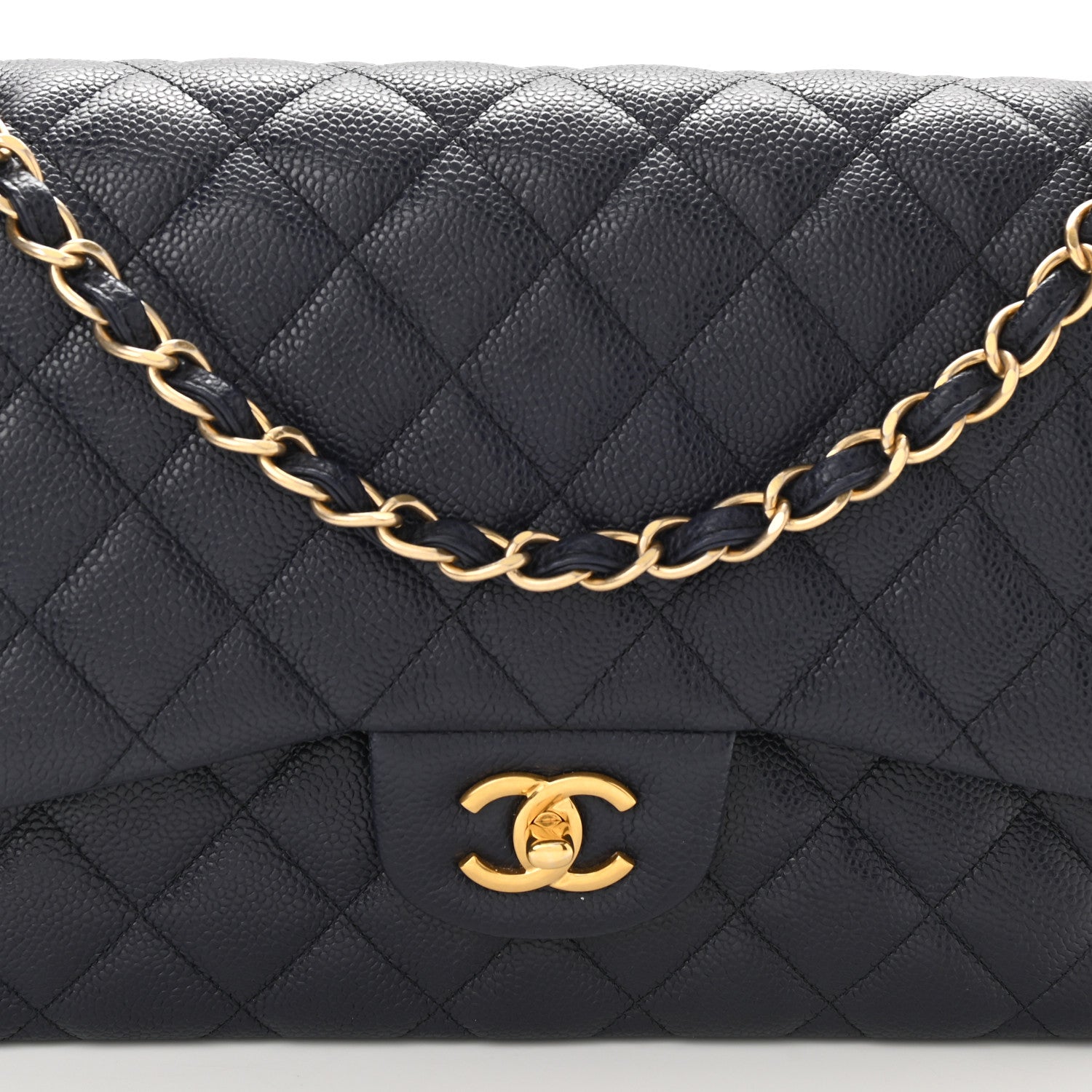 Chanel Caviar Quilted Jumbo Double Flap Navy Blue 5 of 12