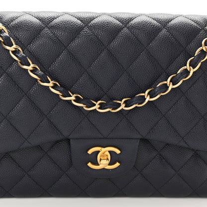 Chanel Caviar Quilted Jumbo Double Flap Navy Blue 5 of 12