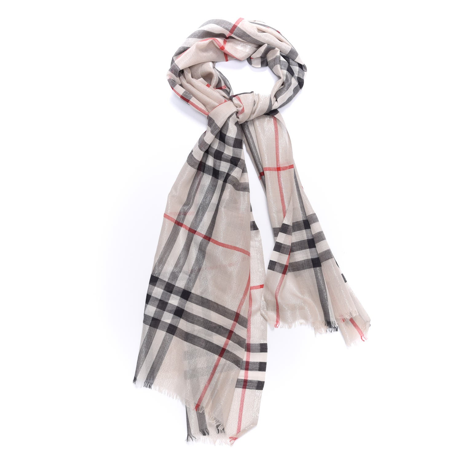 Burberry Wool Silk Gauze Giant Check Scarf Camel 1 of 3