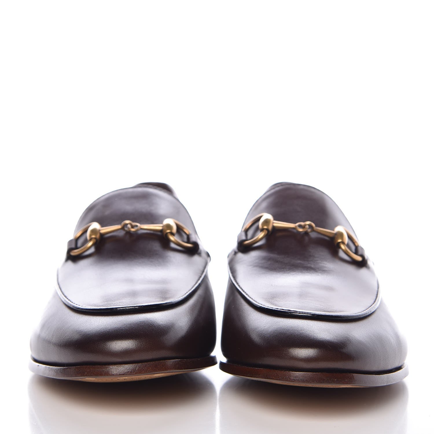 Gucci Calfskin Womens Jordaan Loafers 37.5 Fondente Brown 3 of 11