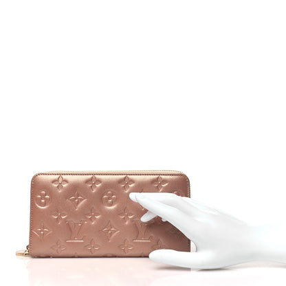 Louis Vuitton Metallic Lambskin Embossed Monogram Coussin Zippy Wallet Rose Gold 2 of 8