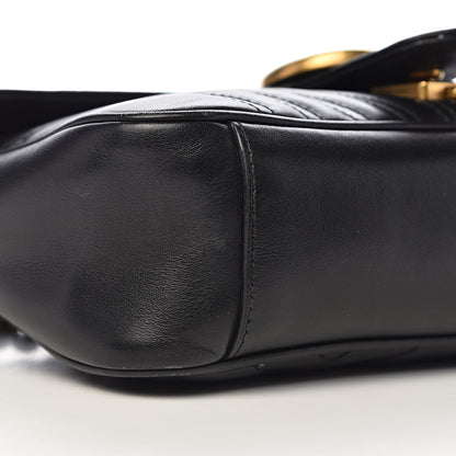 Gucci Calfskin Matelasse Small GG Marmont Shoulder Bag Black 10 of 12