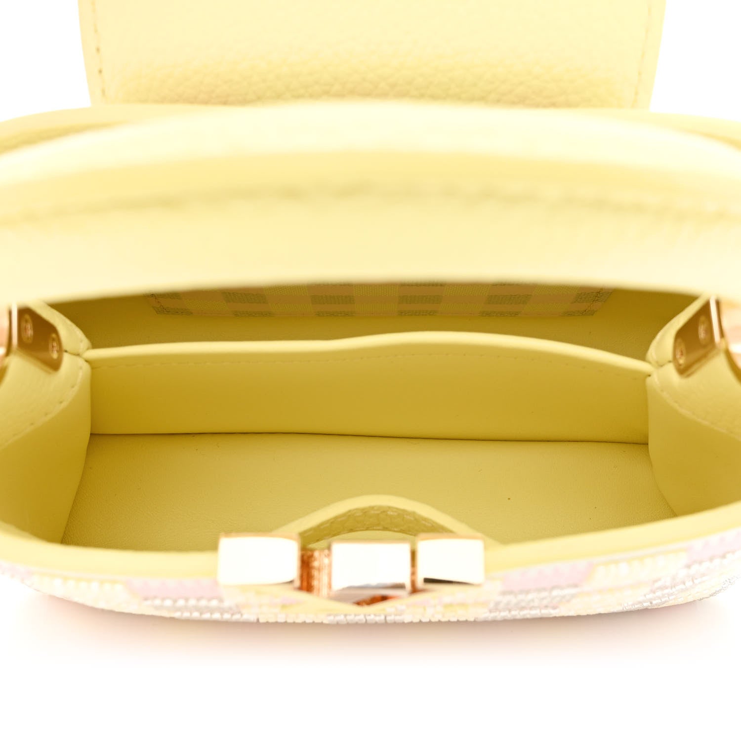 Louis Vuitton Smooth Calfskin Taurillon Beaded Mini Capucines Yellow Pink 5 of 10