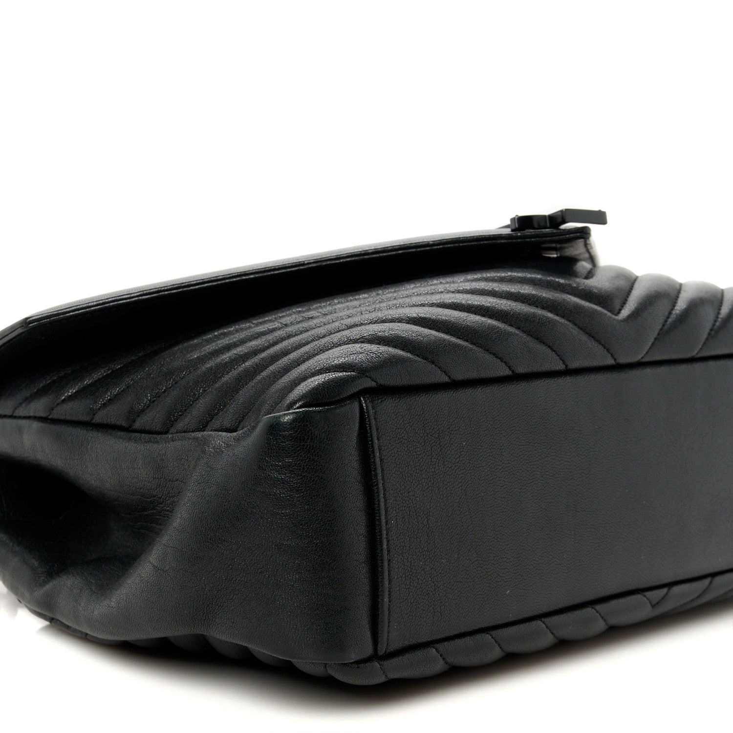 Saint Laurent Sheepskin Matelasse Chevron Monogram Monochrome Large College Satchel Black 10 of 11