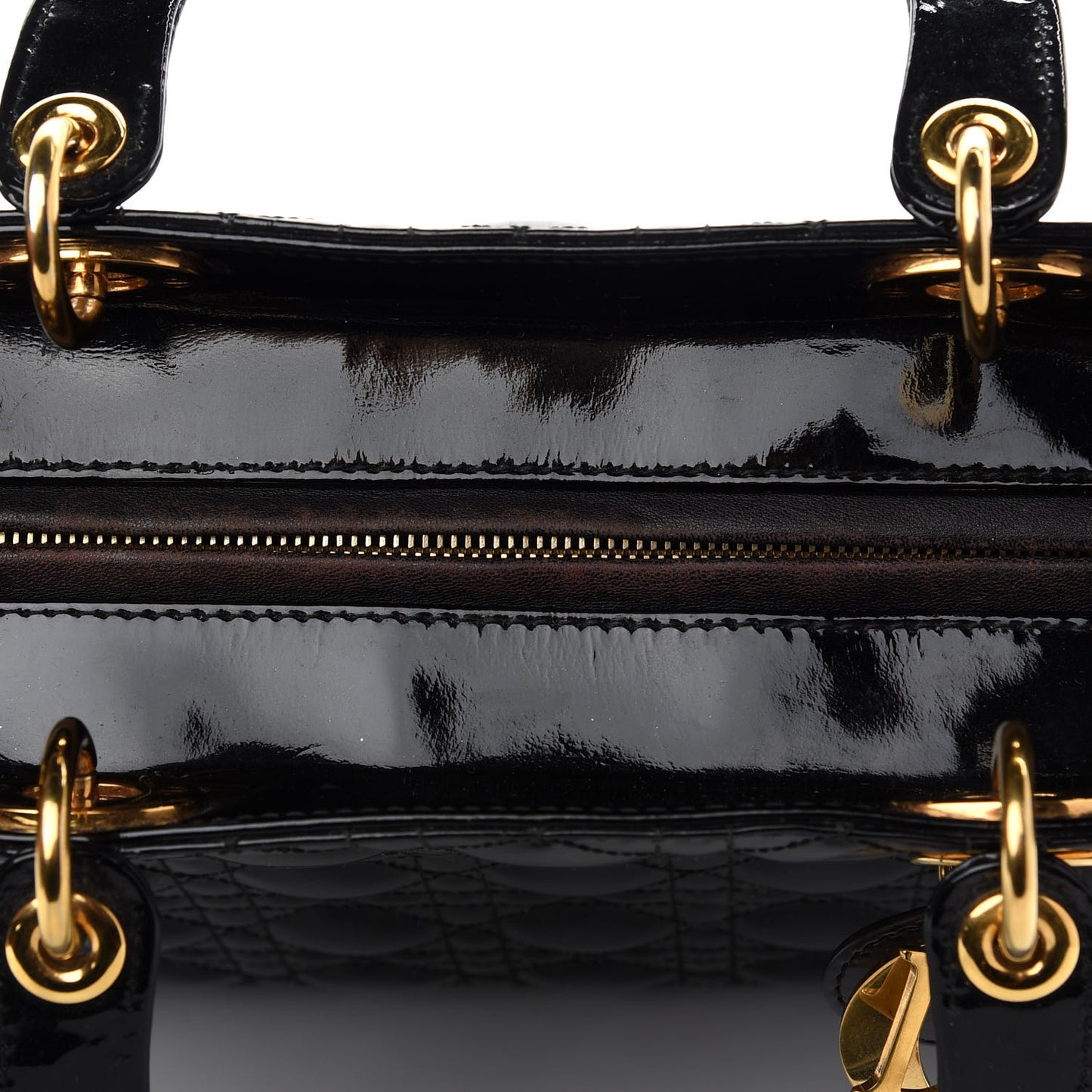 Patent Cannage Large Lady Dior Black