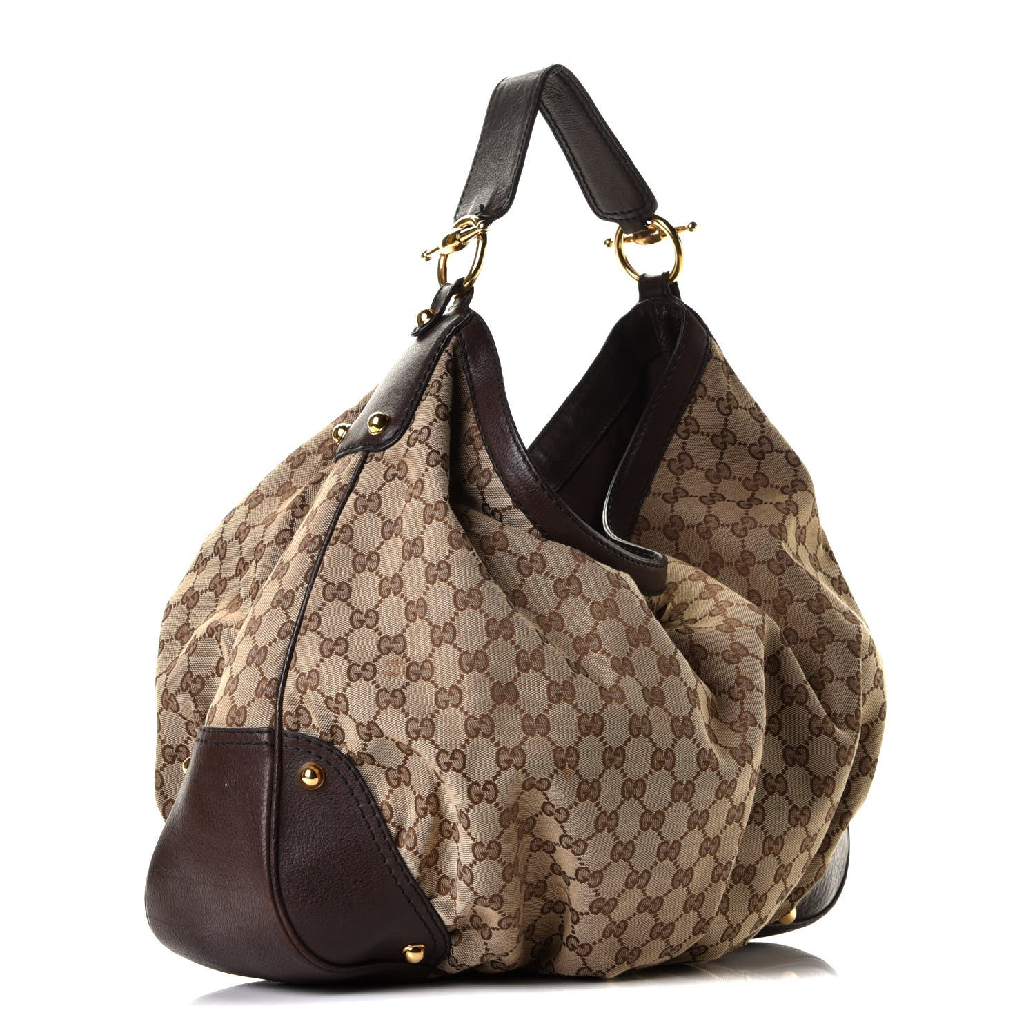 Gucci Monogram Large Jockey Hobo Dark Brown 2 of 8