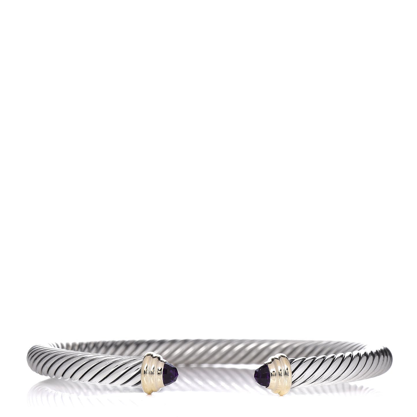 Sterling Silver 14K Yellow Gold Amethyst 5mm Cable Classics Petite Color Bracelet