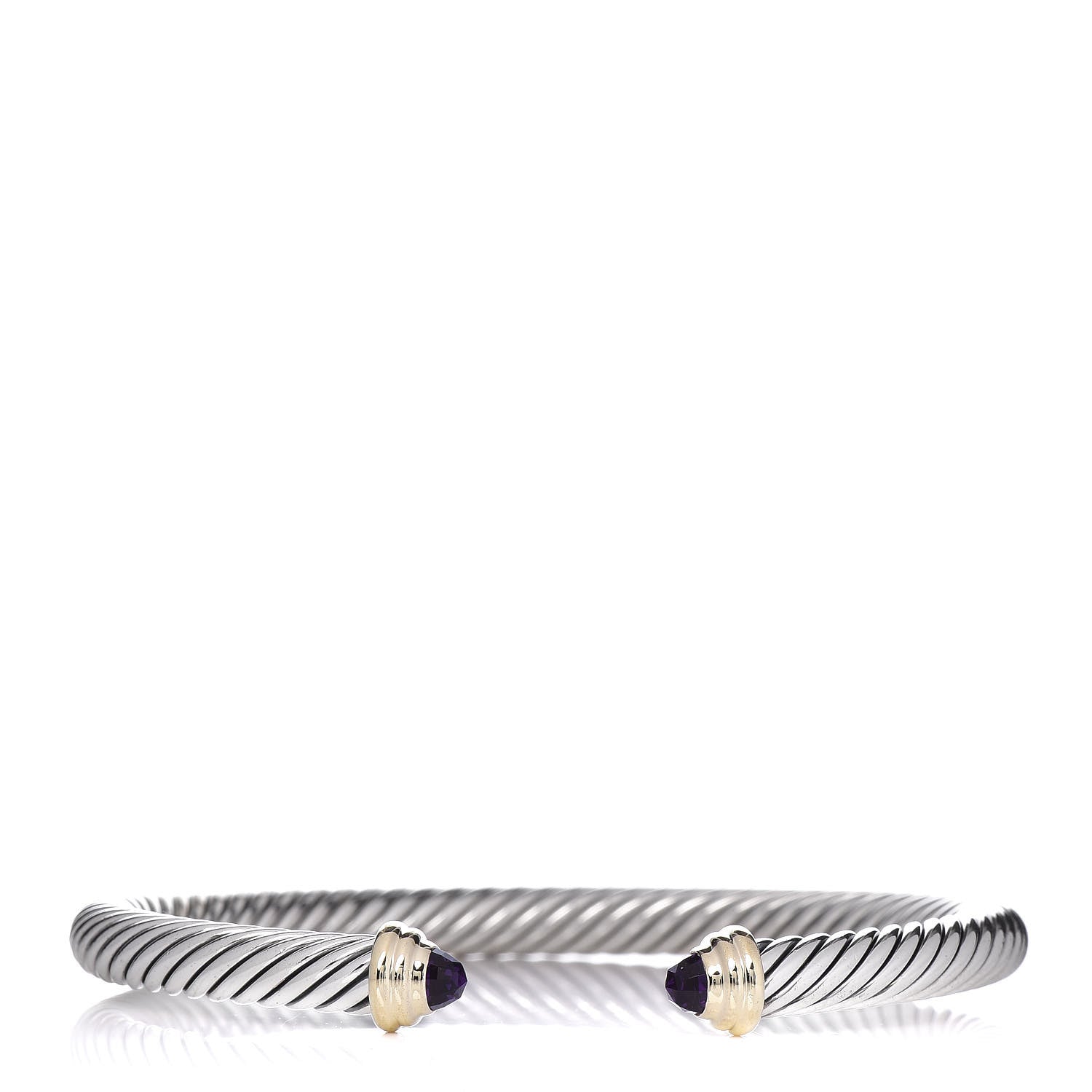 David Yurman Sterling Silver 14K Yellow Gold Amethyst 5mm Cable Classics Petite Color Bracelet 1 of 4