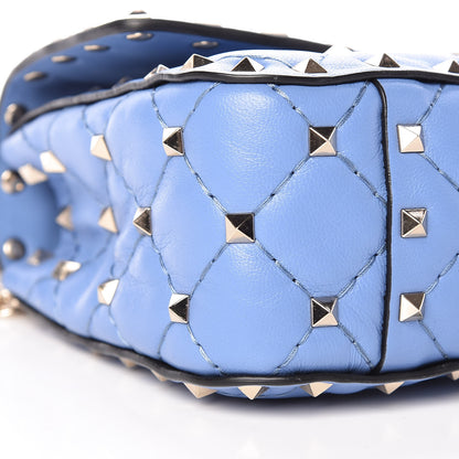Valentino Garavani Lambskin Small Rockstud Spike Shoulder Bag Blue 8 of 9