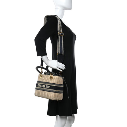 Christian Dior Wicker Oblique Medium Lady Dior Bag Blue 3 of 8