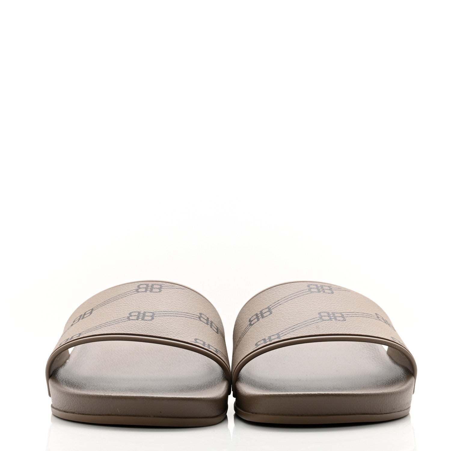 Balenciaga Rubber Allover Logo Womens Pool Wedge Slide Sandals 38 Dark Mink 2 of 8