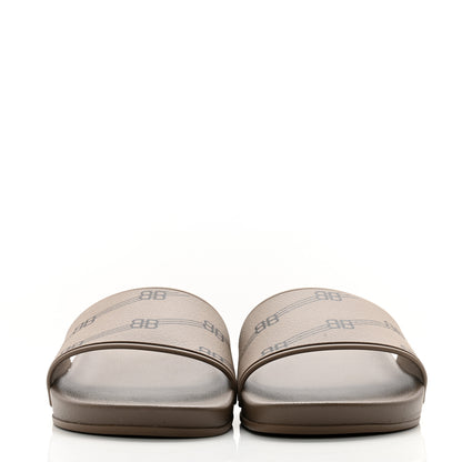 Balenciaga Rubber Allover Logo Womens Pool Wedge Slide Sandals 38 Dark Mink 2 of 8