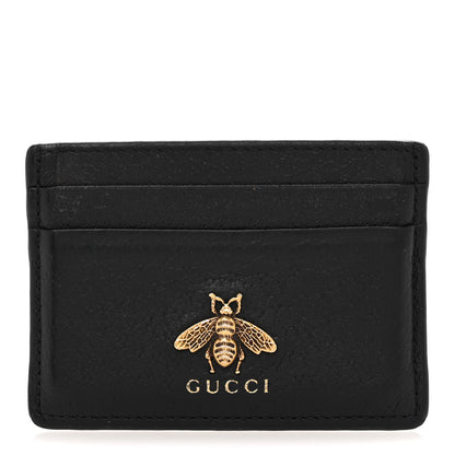 Gucci Pebbled Calfskin Animalier Card Holder Black 1 of 10